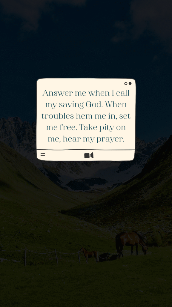 Phone Wallpaper Download Answer me when I call my saving God When troubles hem me in set me free Take pity on me hear my prayer  mountain grass sky rocks stone valley horse blue skyPsalms 4