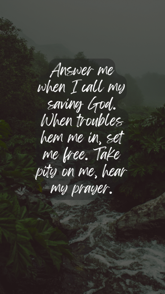 Phone Wallpaper Download Answer me when I call my saving God When troubles hem me in set me free mountain river stream mist clouds sky stones rocks valley water green blue Psalms 4